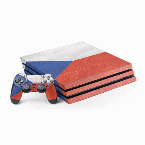 Czech Republic Flag Distressed PlayStation PS4 Skins